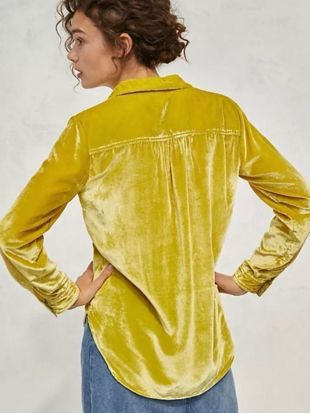 Maeve Anthropologie Burnout Crushed Velour Gold Boho Whimsigoth Festival WM SZ 0 - Picture 2 of 14